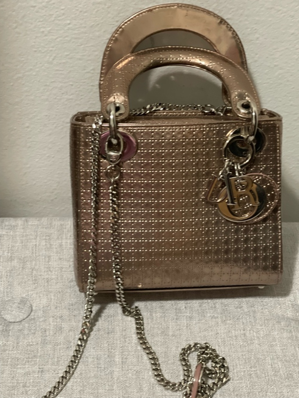 Dior Rose Gold Mini Tote with Chain Strap